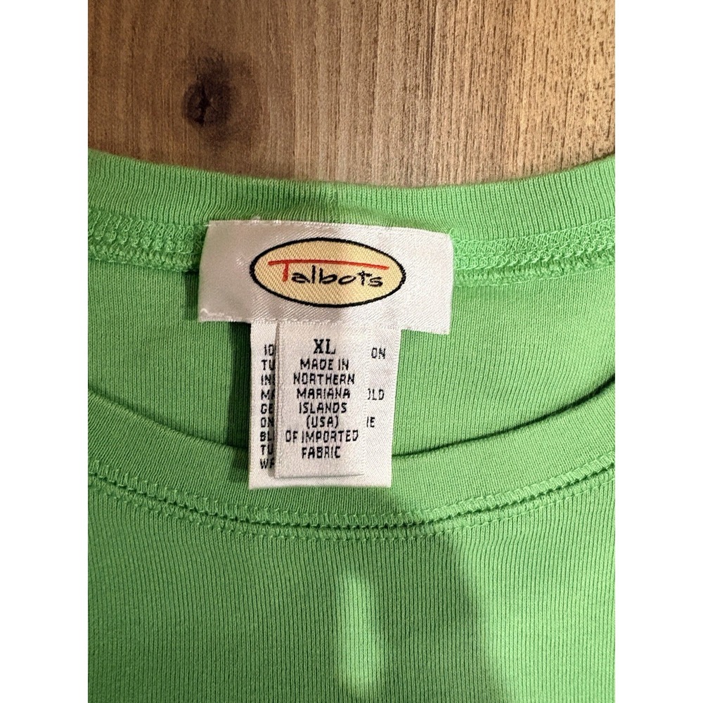 Talbots T-shirt Lime Green Women's XL Cotton Casual Summer - Picture 2 of 4